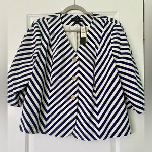 Talbots Blue and white striped blazer jacket size 16w. Brand new with tags